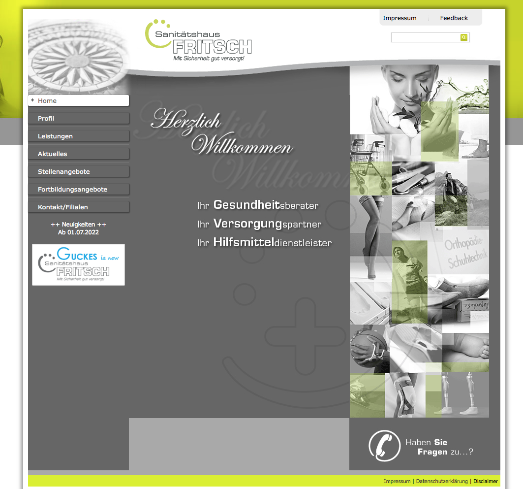 Alte Website Sani Fritsch